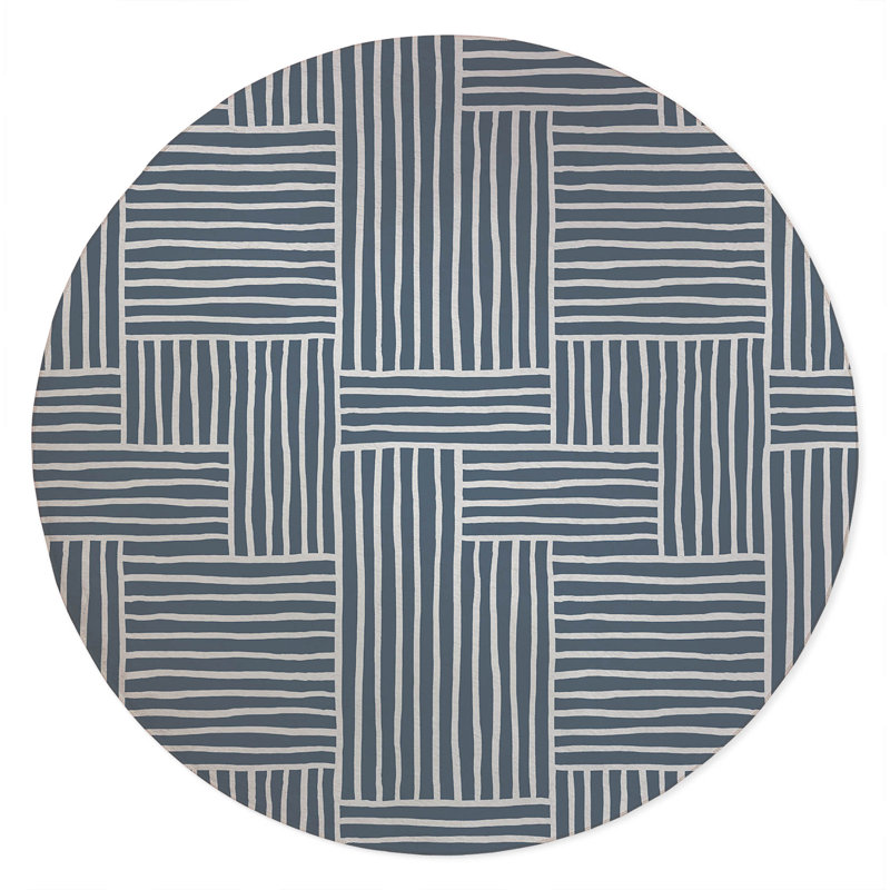 Grid Puz Non-Slip Outdoor Rug, Round 5'