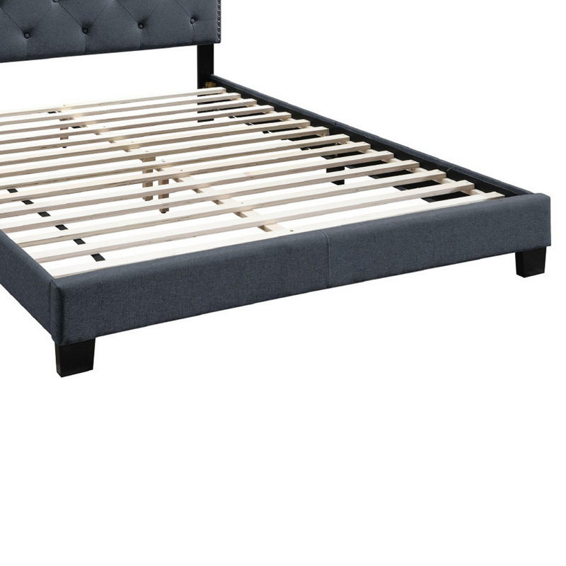 Samanthalee Tufted Upholstered Platform Bed, Queen, Dark Gray