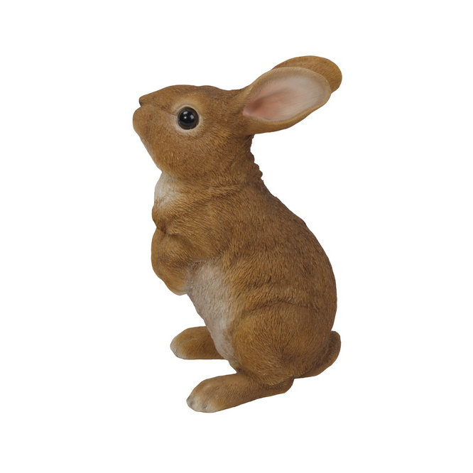 Adorable Brown and White Polyresin Standing Rabbit Statue