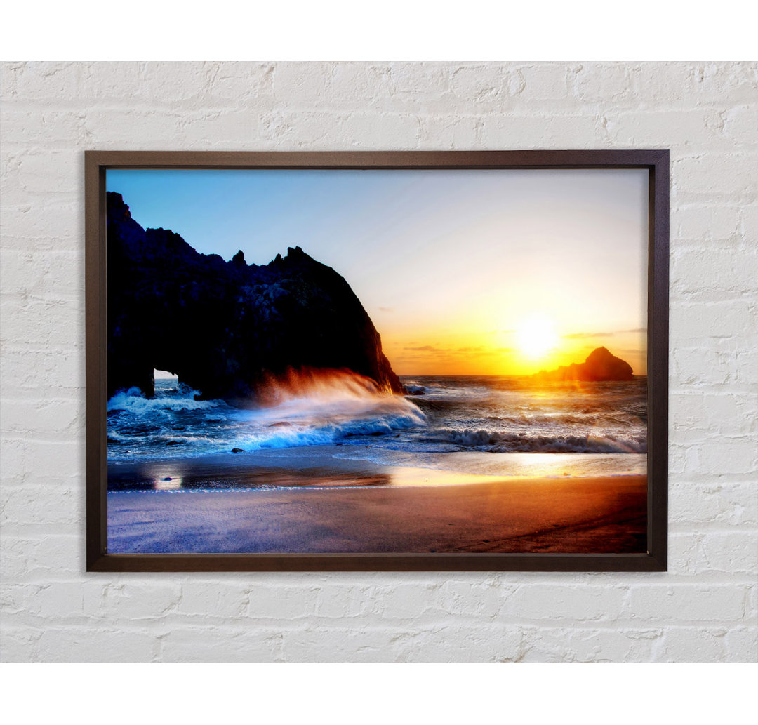 Ocean Waves At Sunset - Einzelbildrahmen Kunstdrucke auf Leinwand