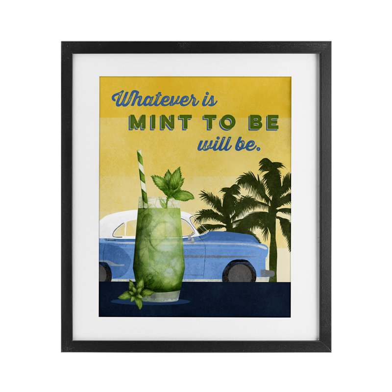 «Mint To Be Cocktail», impression sous verre, conception de Brett Blumenthal, Cadre noir minuit, H 16 po x l 13 po