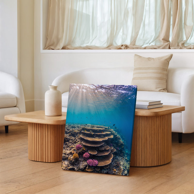Toile, scène sous-marine vibrante mettant en vedette un récif de corail grouillant d'art mural, H 9 po x l 12 po