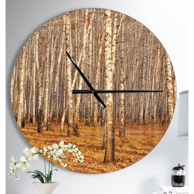 Horloge murale Dense Birch Forest in the Fall, Moyen