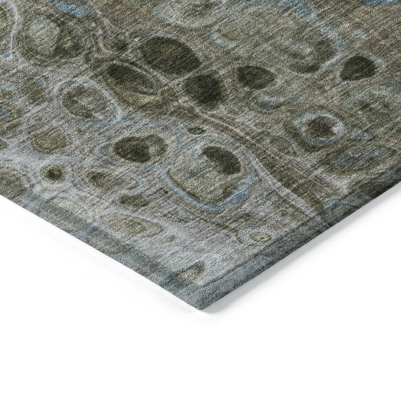 3' X 5' Brown And Gray Abstract Washable Indoor Outdoor Area Rug