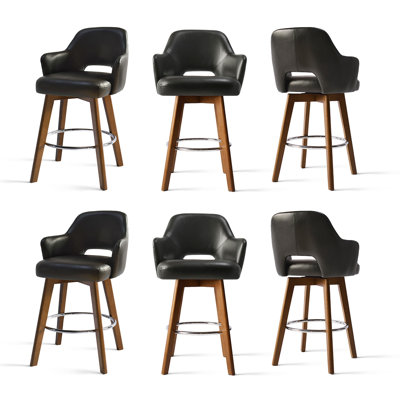 Tabouret de comptoir 26,5 po pivotant à 360 degrés en similicuir rembourré (ensemble de 6)