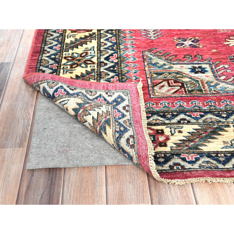 Tapis oriental rectangulaire en laine rose noué à la main 6 pi 0 po x 8 pi 9 po - MOA10282390