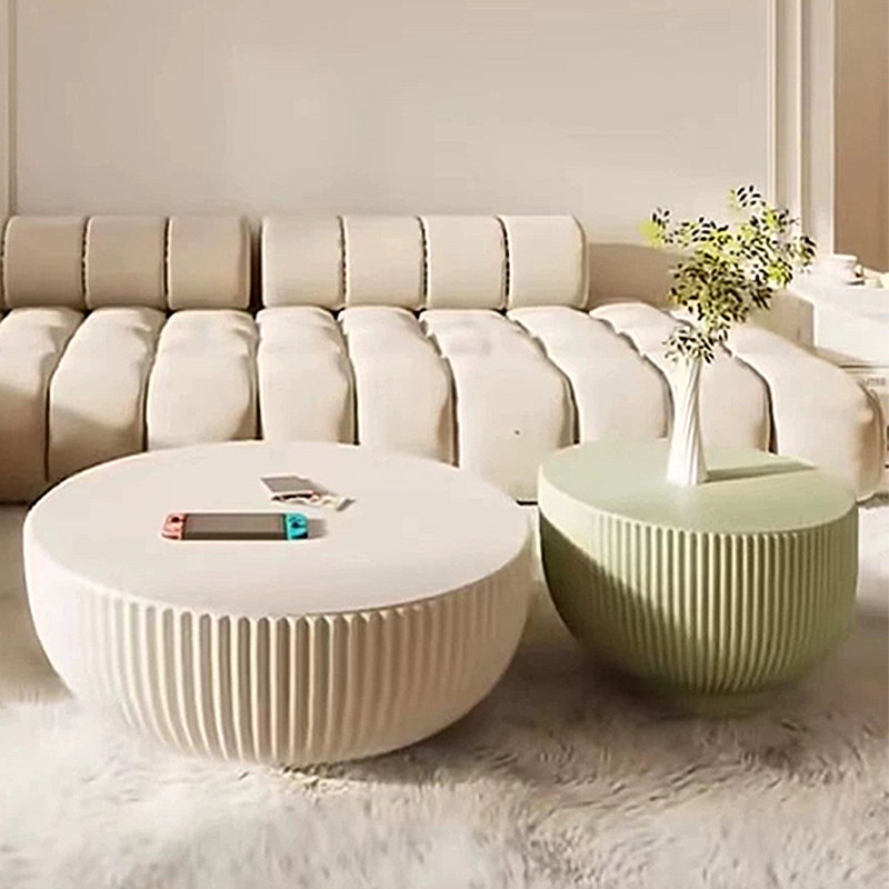 Round advanced creative multi-functional tea table, White/Green