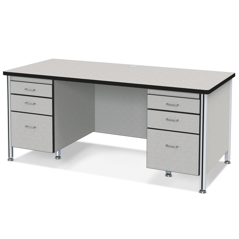 Bureau pour enseignant de 66 po avec 2 piédestaux Berries®, Noir, 66 po, Double piédestal
