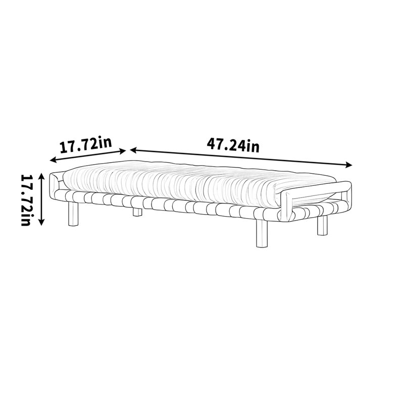 Banc en bois massif, H 17,72 po x l 47,24 po x P 17,72 po