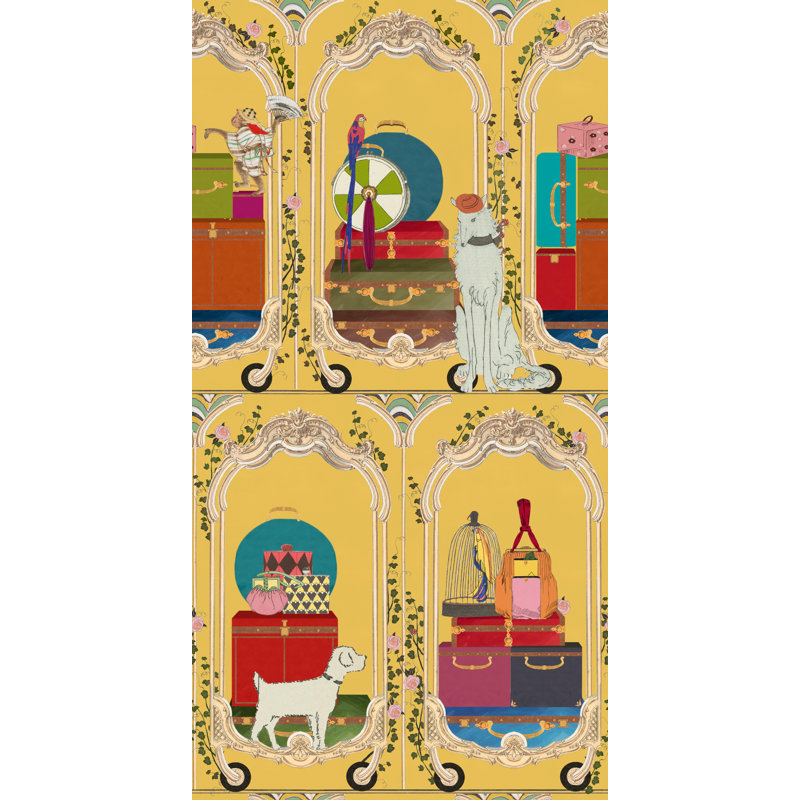 ORIENT EXPRESS Wallpaper Roll, Yellow/Red/Blue/Green/Taupe