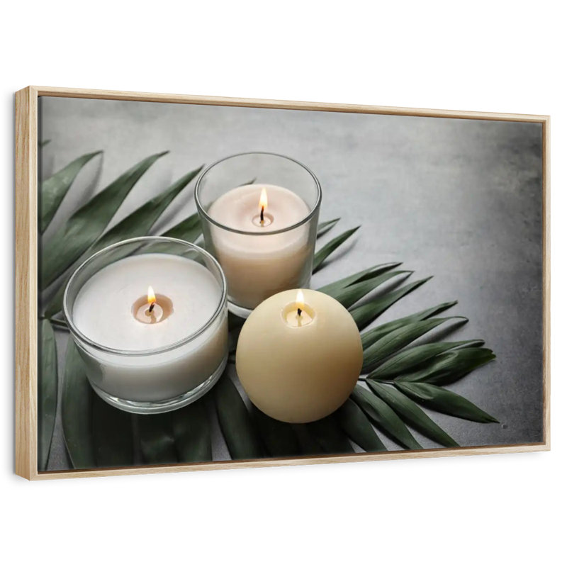 Bougies de spa, Cadre flottant en bois naturel, 25 po x 17 po