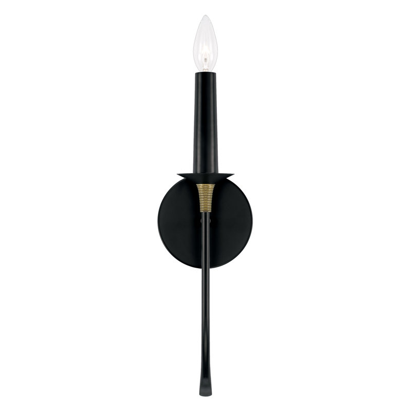 Matte Black and Brass Dimmable Wall Sconce