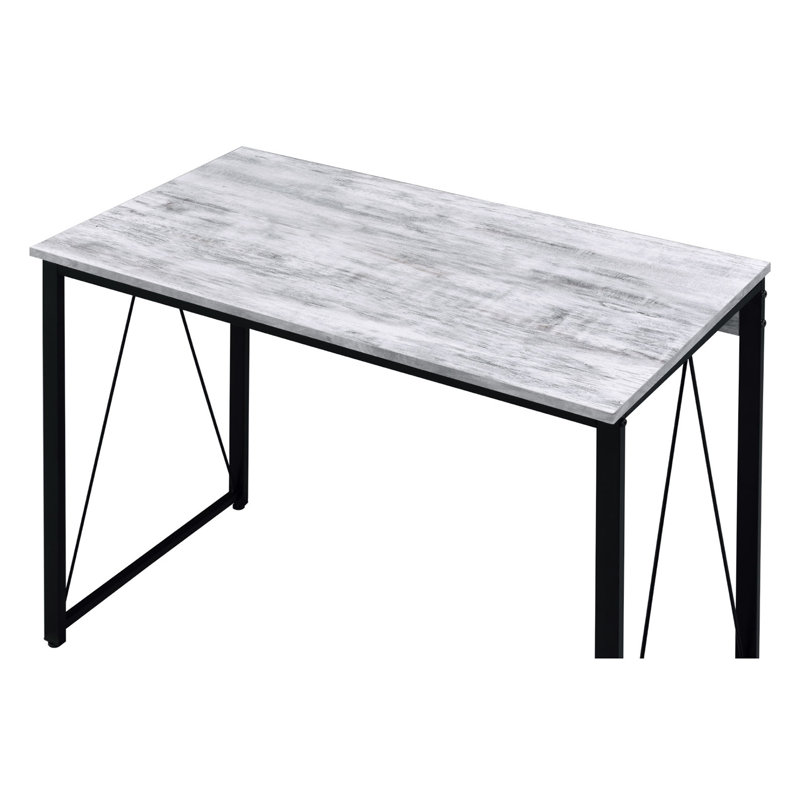 Bureau d'écriture rectangulaire avec base en métal, blanc antique et noir