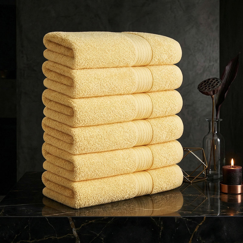 Essuie-mains à séchage rapide 100% coton 600 g / m² , Jaune