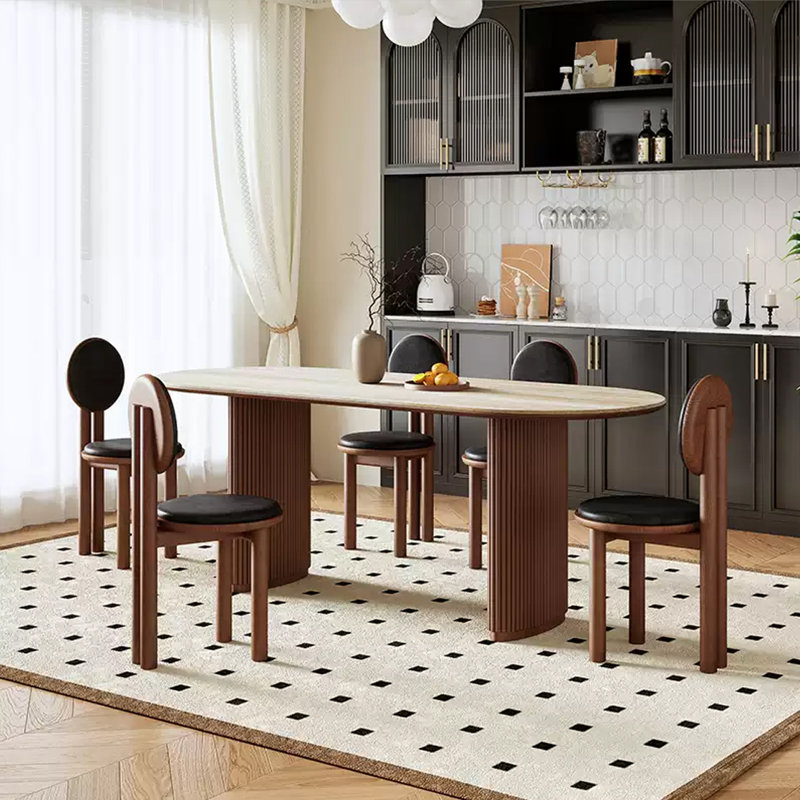 Ensemble de table à manger et de chaises de style rétro français, H 29,52 po x L 62,99 po x l 31,49 po