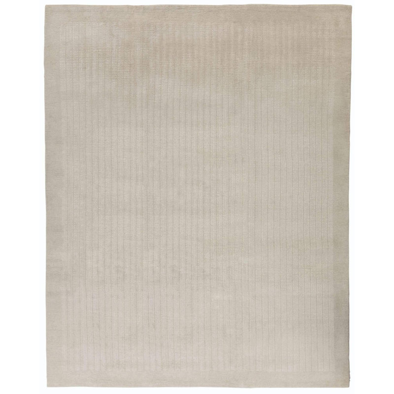 Handmade Linen and Silk Striped Area Rug, Rectangle 12' x 16'