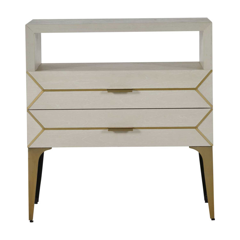 Whitley Transitional Brown and White 2-Drawer Nightstand