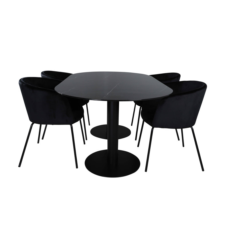 Pillan 4 - Person Dining Set, Black
