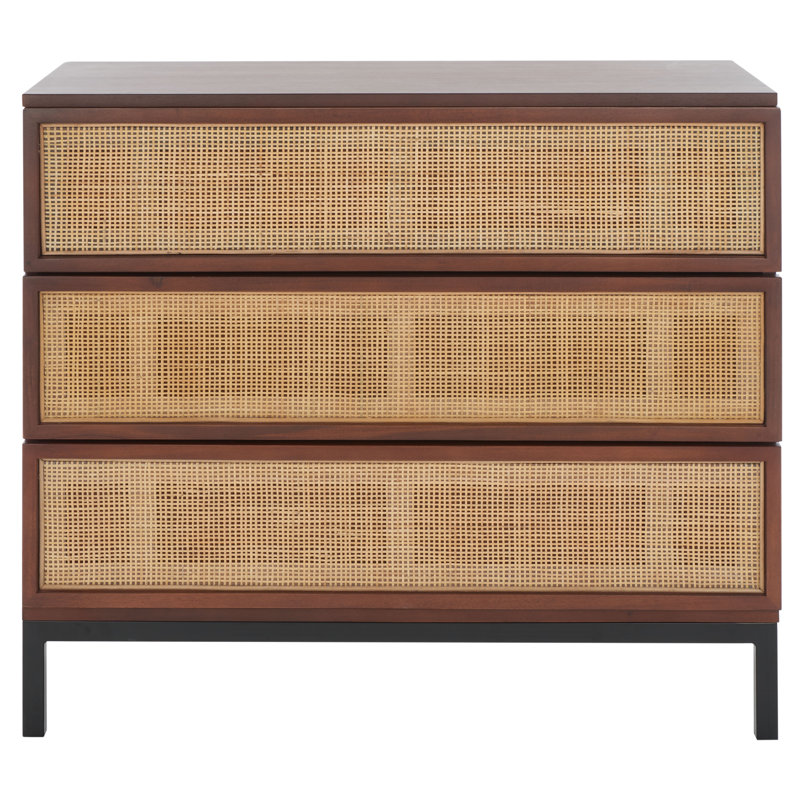 Prudhoe 34'' W 3 - Drawer Dresser, Black/Walnut