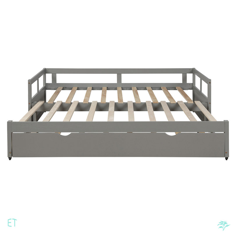 Extending Daybed With Trundle, Wooden Daybed With Trundle, Gray