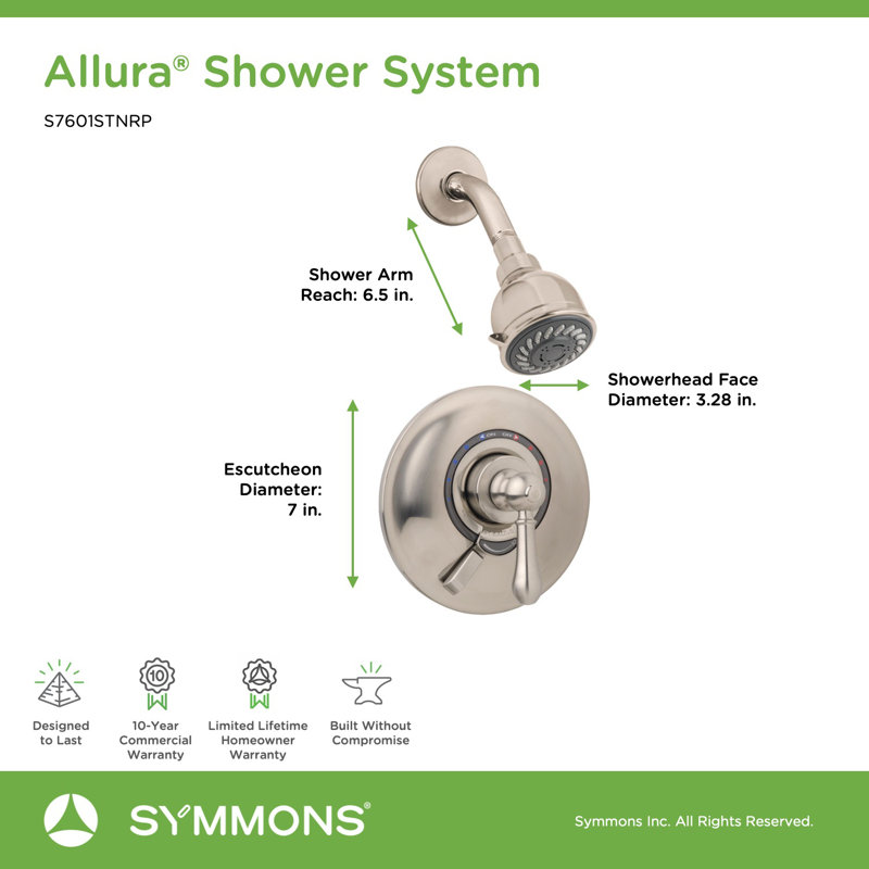 Allura Single Handle Dual Spray Shower with VersaFlex Integral Volume Control (Valve Included), Satin Nickel