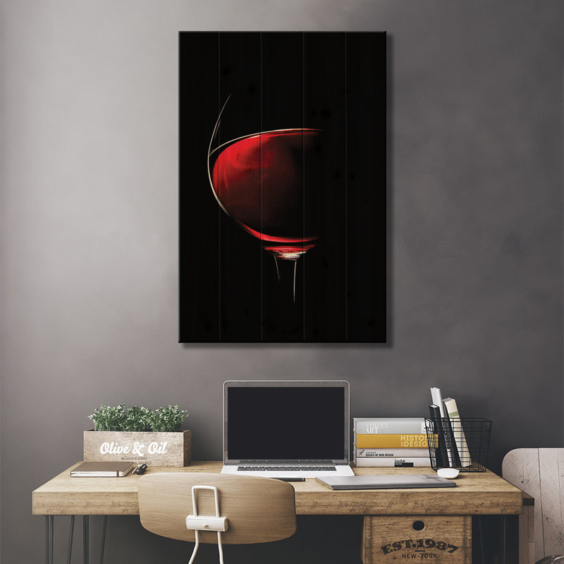 «Red Wine» par Johan Swanepoel - impression d'art graphique, H 40 po x l 26 po x P 1,5 po, Pas de tapis