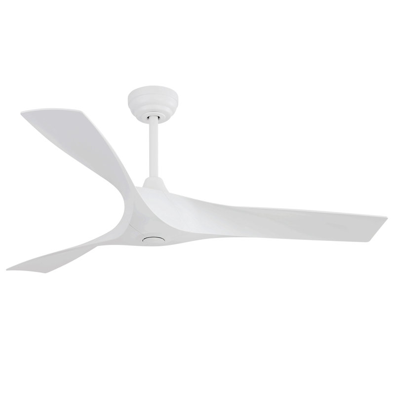 52 Inch Ceiling Fan Without Light, With Remote Control 6 Speed Quiet Reversible Dc Motor, White, White