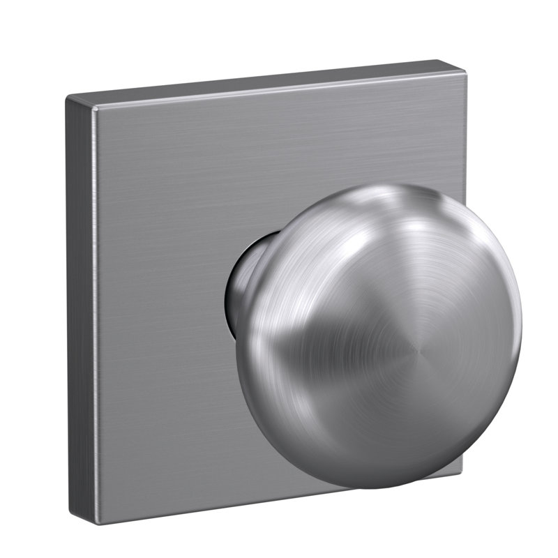 Plymouth Non-Turning Knob with Collins Trim, Satin Chrome