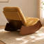 Chaise berçante en velours côtelé jaune, base en bois massif, fauteuil oscillant d'intérieur rembourré