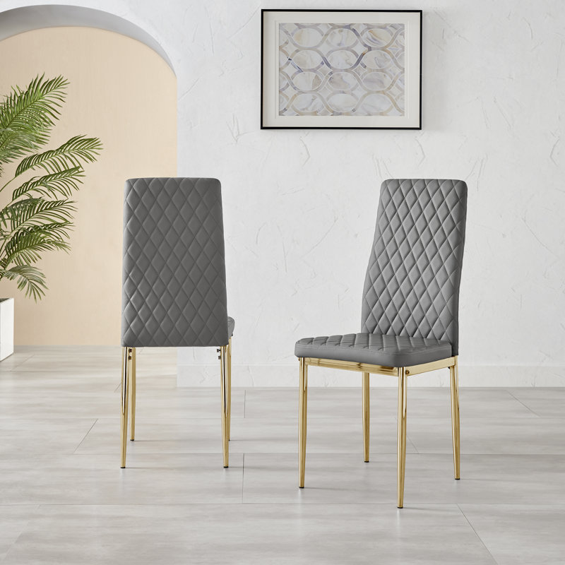 Chaise de salle à manger Eubanks, Gris, Doré