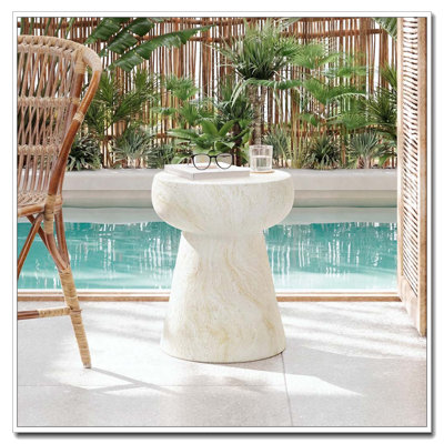 Outdoor Side Concrete Table for Patio Indoor Outdoor