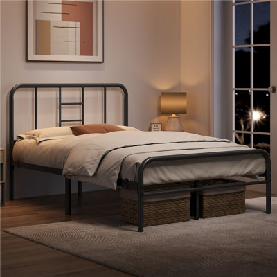 Metal-Framed Bed with High Headboard