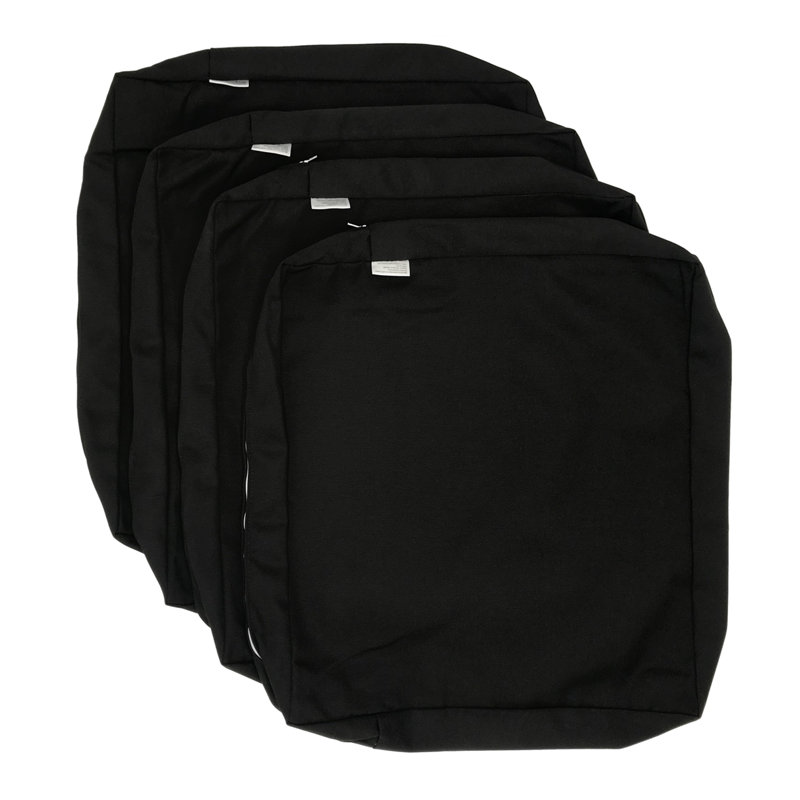 Outdoor 4'' Cushion Cover, Just Black, 22" W x 20" D