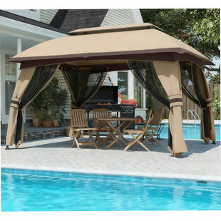 Outdoor Gazebo Canopy Shelter,Patio Gazebo,With Netting,Vented Roof