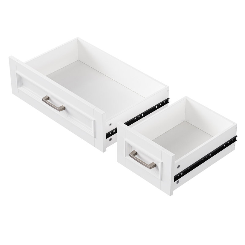 Grand îlot de cuisine de 54 po avec abattant en bois d'hévéa, White