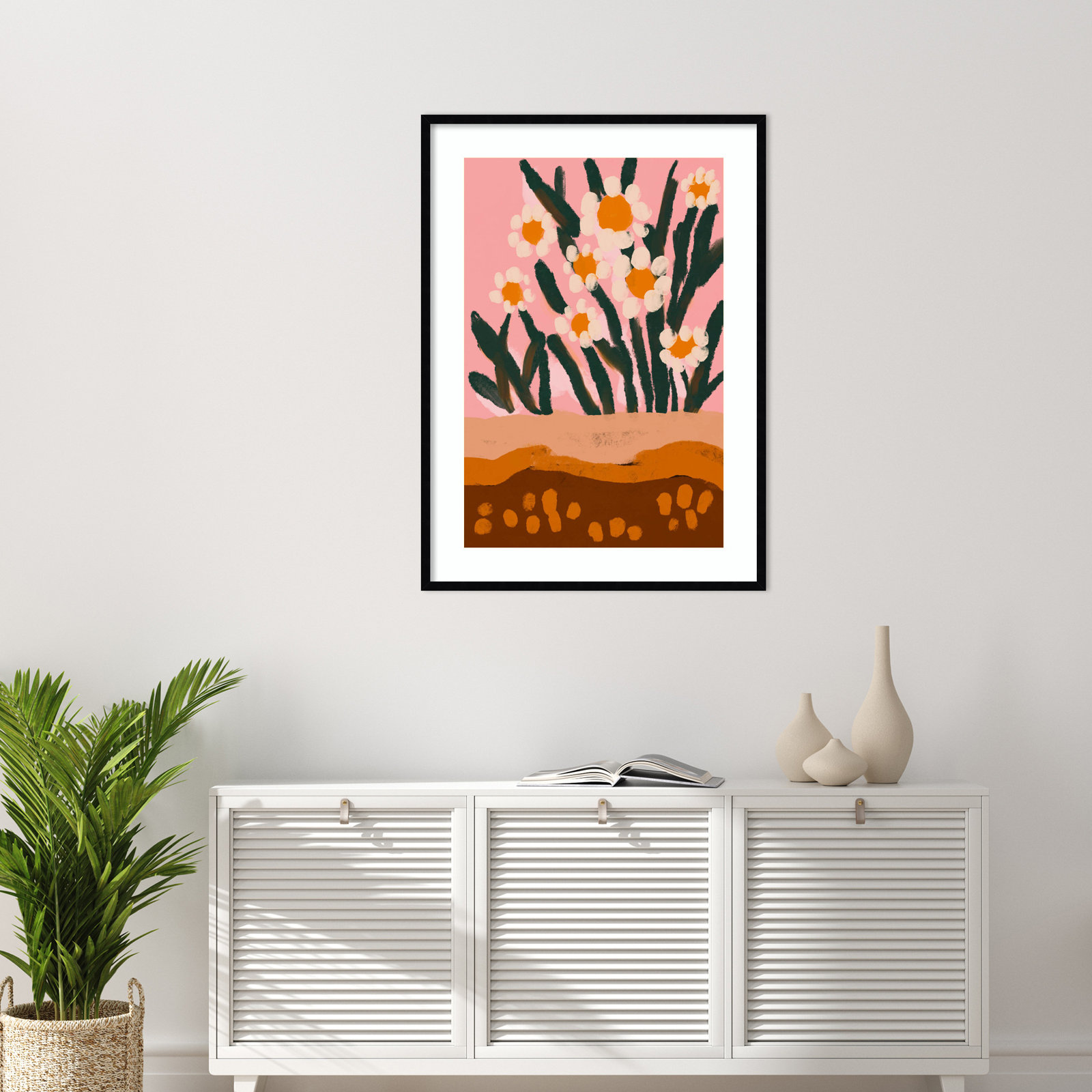 Galya "Pastel Flower Impression No 3" Print, 41" H x 30" W, Black