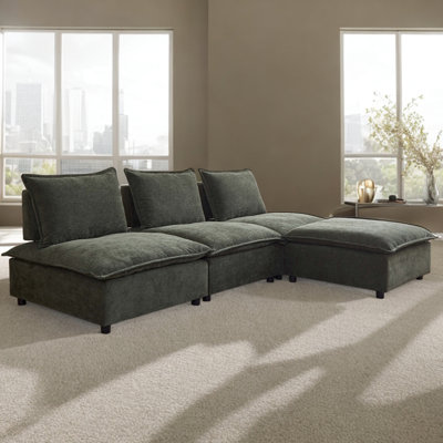 Modern Armless L-Shaped Sectional Sofa Couch With Ottoman - Modular Design -  Hokku Designs, 6149616E15C347AD8B2B77919EDADF39