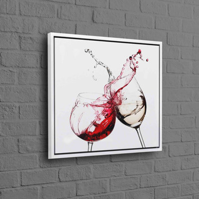 Extra Large Canvas Wall Art with 3D Wine Splash Design in Red and White for Kitchen Decor