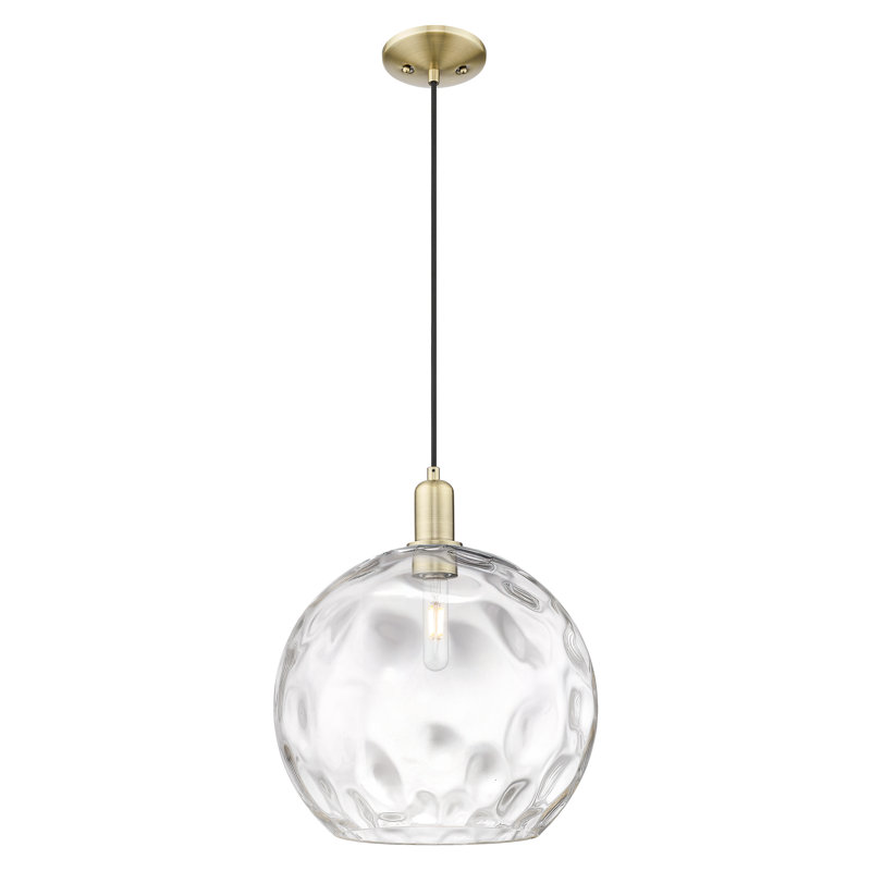 Mini-luminaire suspendu 1 lumière Arcadia, Laiton antique, H 12,13 po x l 13 po x P 13 po