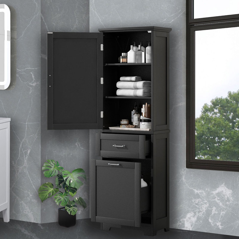 Spriha Freestanding Linen Cabinet, Black