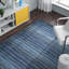 Tapis bleu abstrait en laine tissé à plat à la main Hossain-1209835149