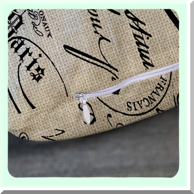 Parisian Script Square Pillowcase - French Decorative Cushion Cover for Home Decor, Throw Pillow Case