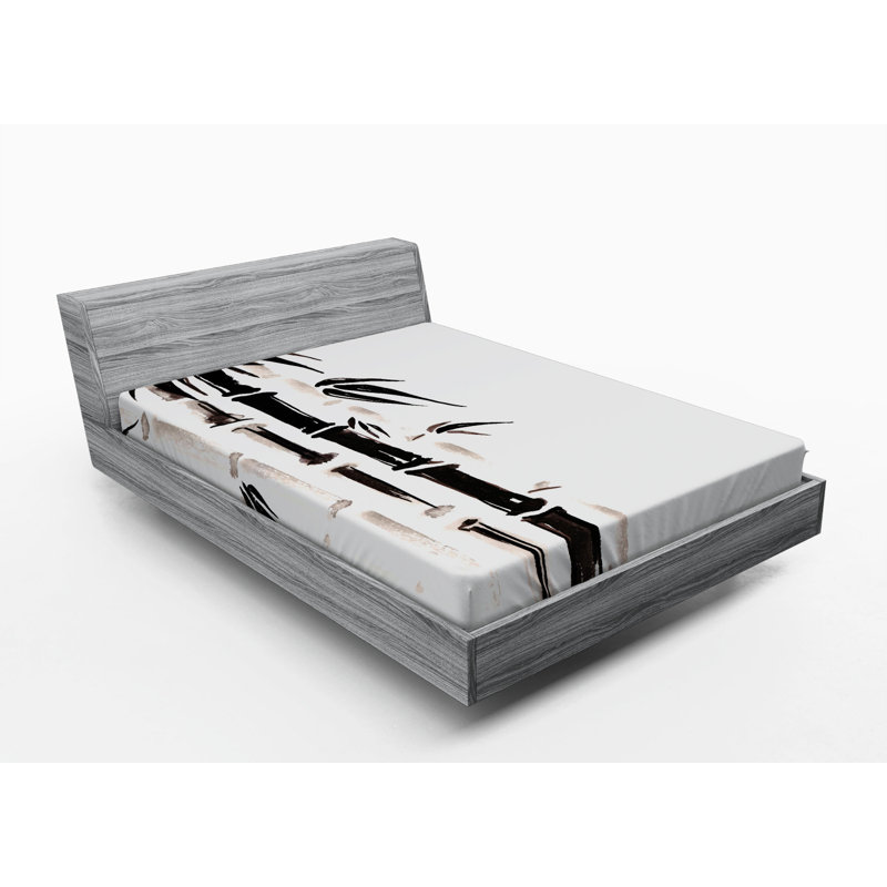 Full Size Black and Cream Microfiber Fitted Sheet