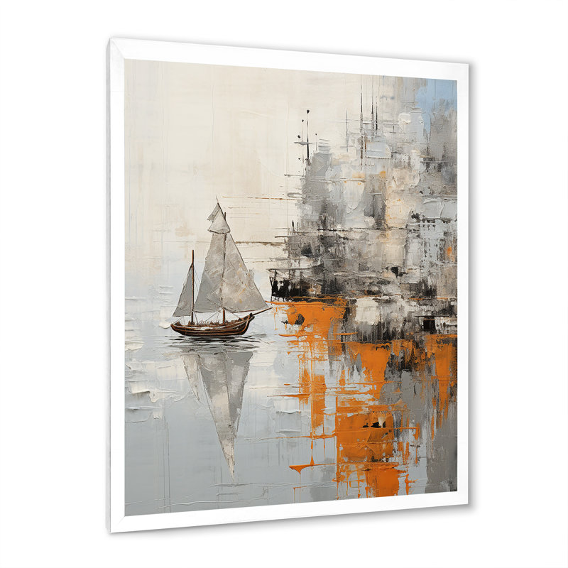 Minimalisme bord de mer Perception II - décoration murale bateau, Cadre simple blanc, H 20 po x l 12 po x P 1 po