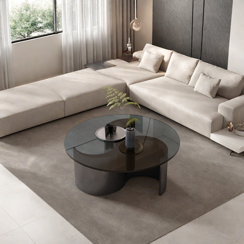Table basse Italian Luxury, H 16,5 po x L 31,5 po x l 31,5 po, Plateau noir / base noire