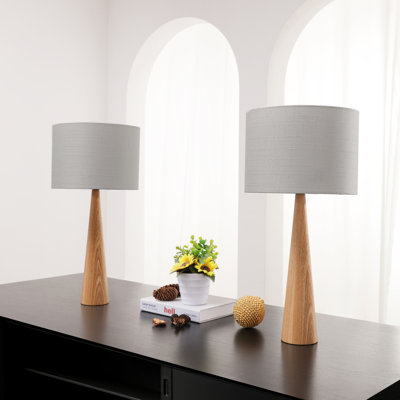 Manveen 20" Natural Solid Wood Table Lamp