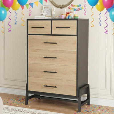 6 Dresser for Bedroom, Freestanding 46.6 in Tall Drawer Dresser with Storage, Wooden Closet Storage Chest for Living Room, Bedroom, Entryway