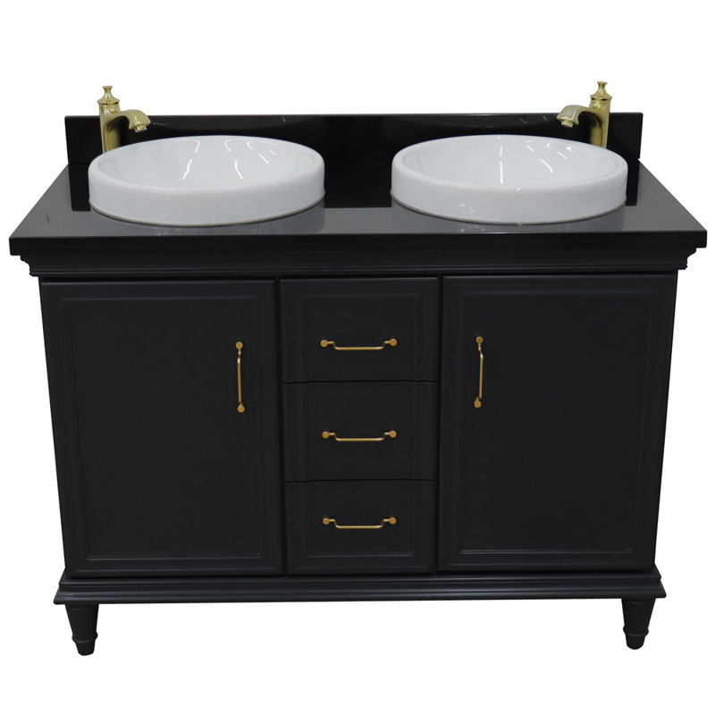 Ensemble de meuble-lavabo de salle de bain double 49 po Amare, Gris foncé