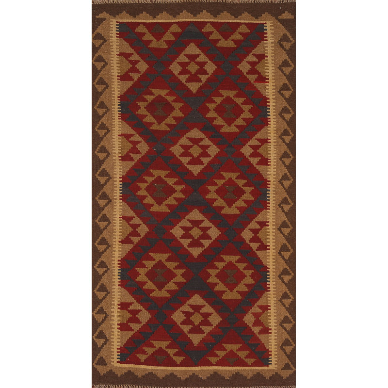 Geometric Kilim Oriental Runner Rug 3x7