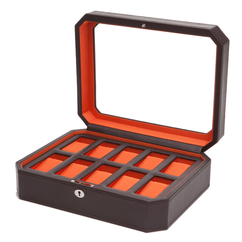 Watch Box + Locking, Brown/Orange